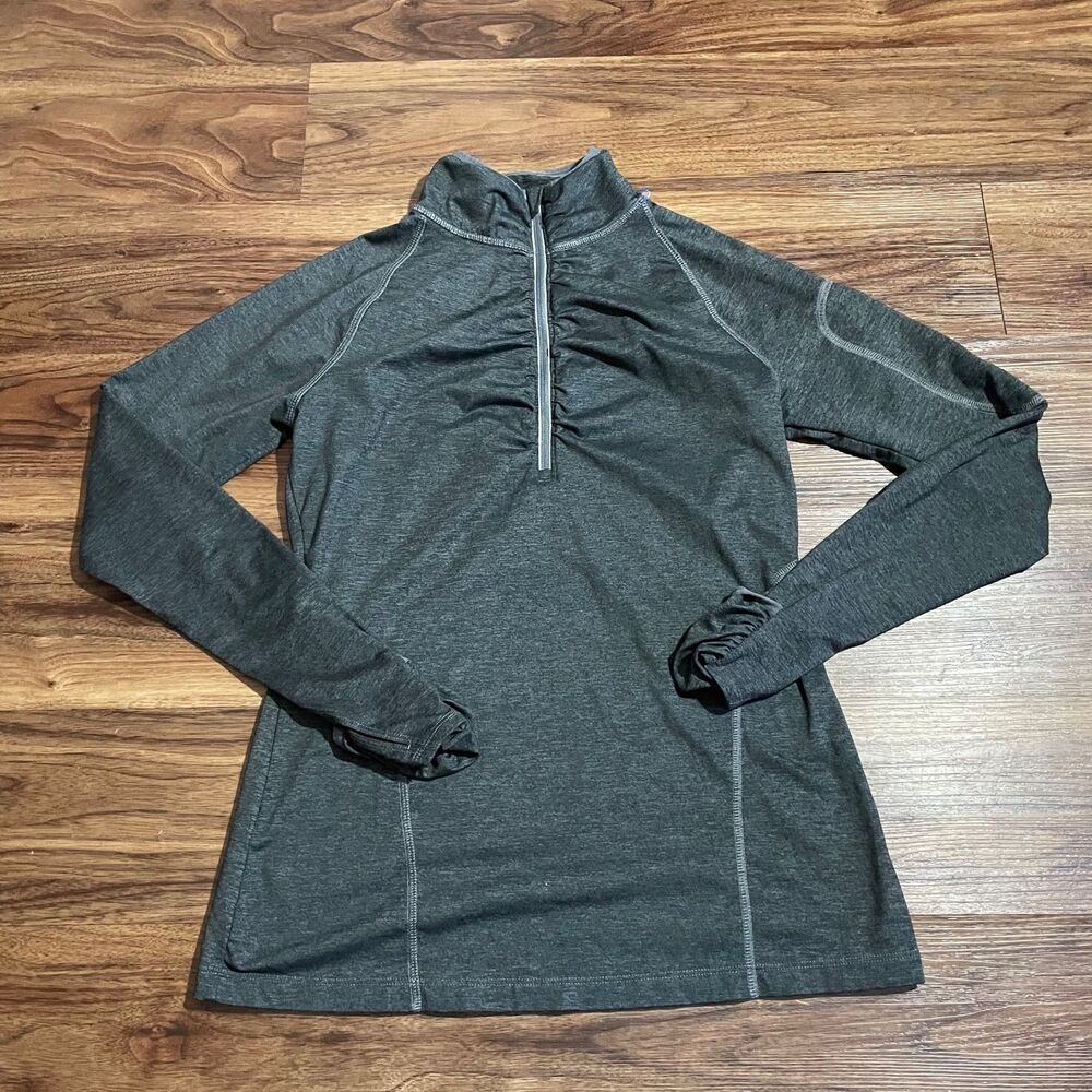 Kirkland Signature Womens Active 1/4 Quarter Zip Pullover Charcoal Gray Sz Small